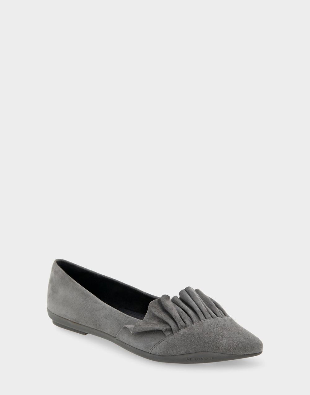 Women's | Dillion Quiet Shade Genuine Suede Ruffled Point Toe Flat