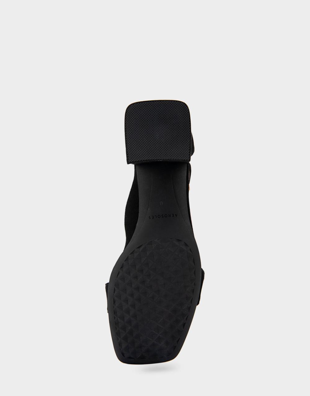Women's | Eliza Black Genuine Suede Two Piece Mid Heel with Ankle Strap and Buckle