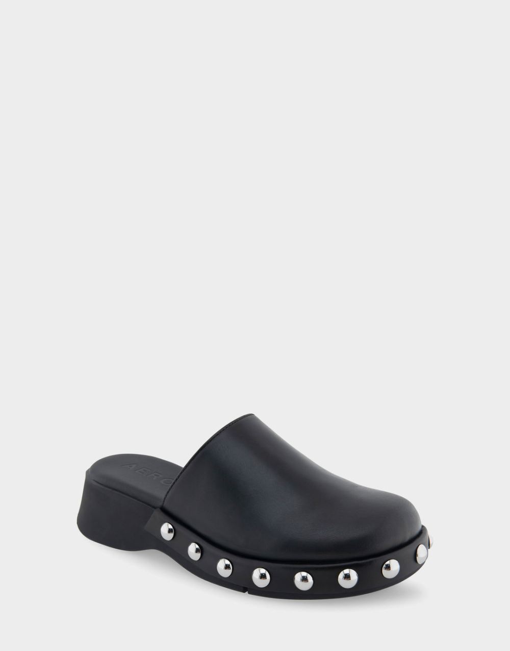 Women's | Faye Black Leather Grommet Detail Clog