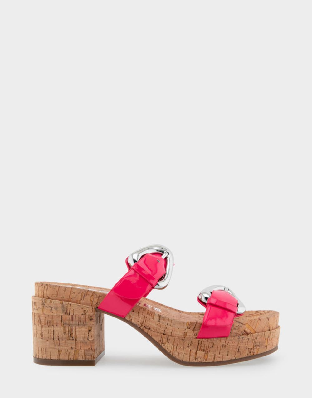 Women's | Chance Virtual Pink Patent Faux Leather Molded Footbed Platform Slide Sandal