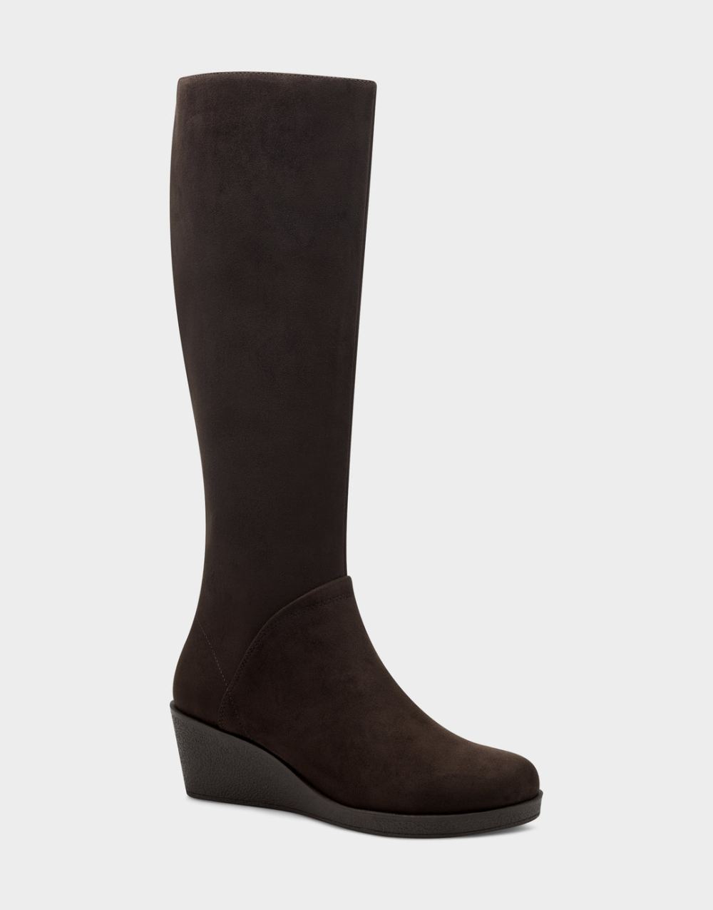 Women's | Binocular Brown Faux Suede Knee High Tall Wedge Boot