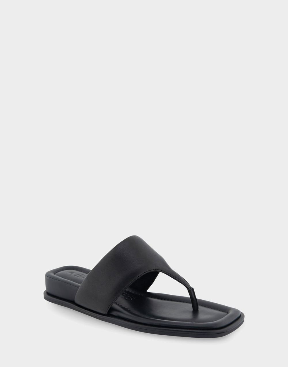 Women's | Barry Black Leather Thong Mini Wedge Sandal