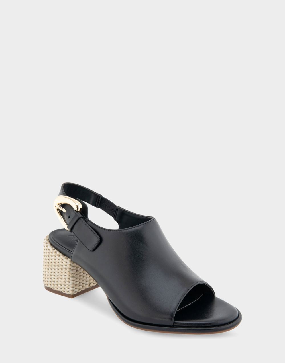 Women's | Nora Black Leather Open Toe Block Heel Shootie