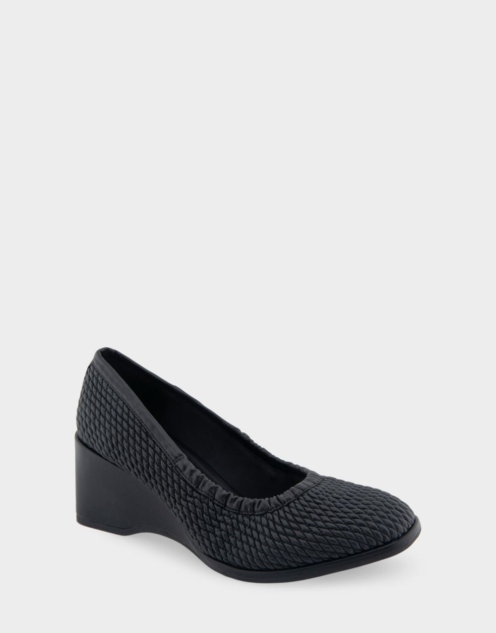 Women's | Airlie Black Quilted Faux Leather Wedge Pump
