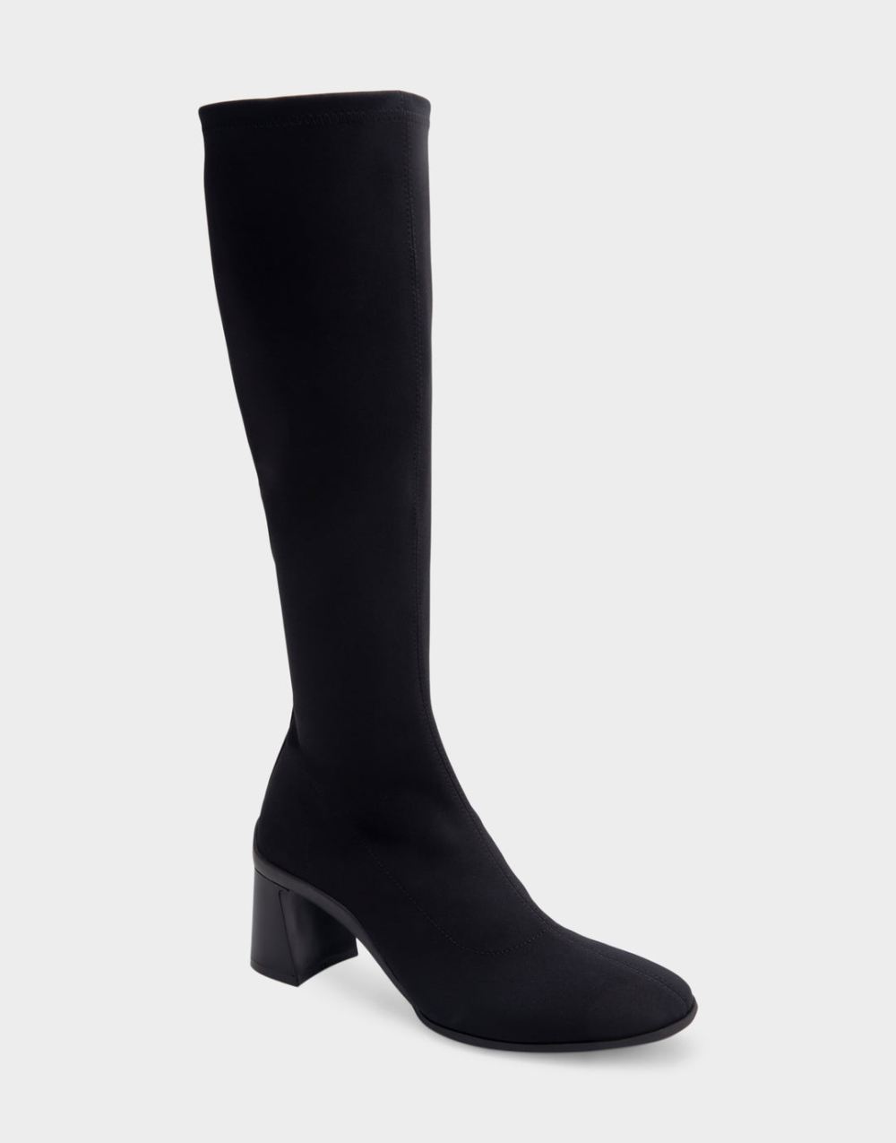 Women's | Centola Black Stretch Gabardine Fabric Sculpted Heel Tall Shaft Boot