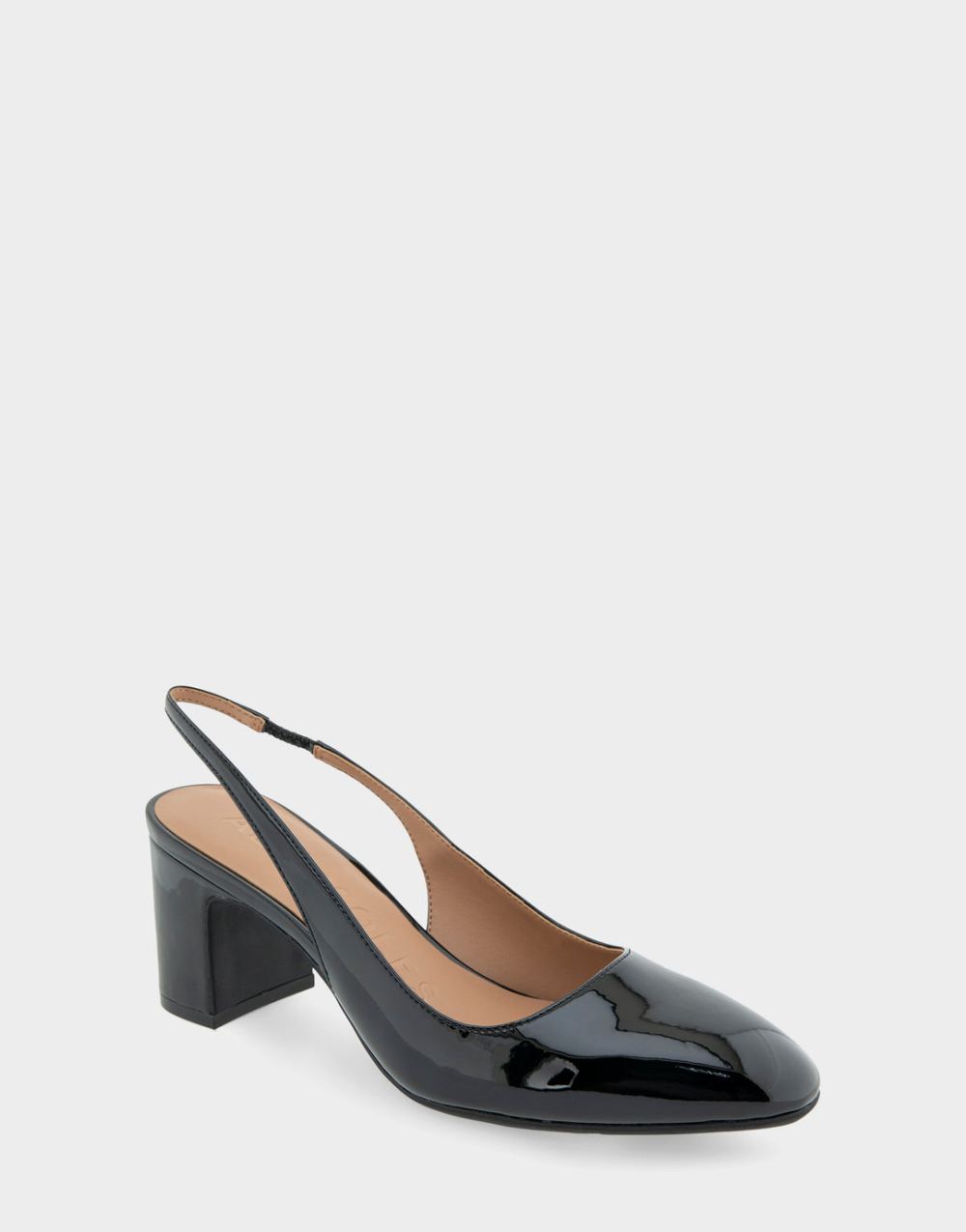 Women's | Mags Black Patent Faux Leather Slingback Mid-Heel Pump