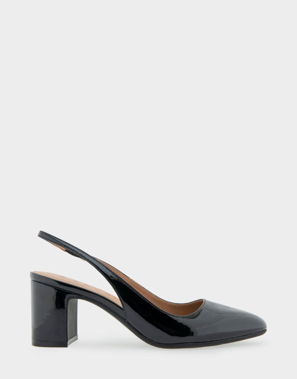 Women's | Mags Black Patent Faux Leather Slingback Mid-Heel Pump
