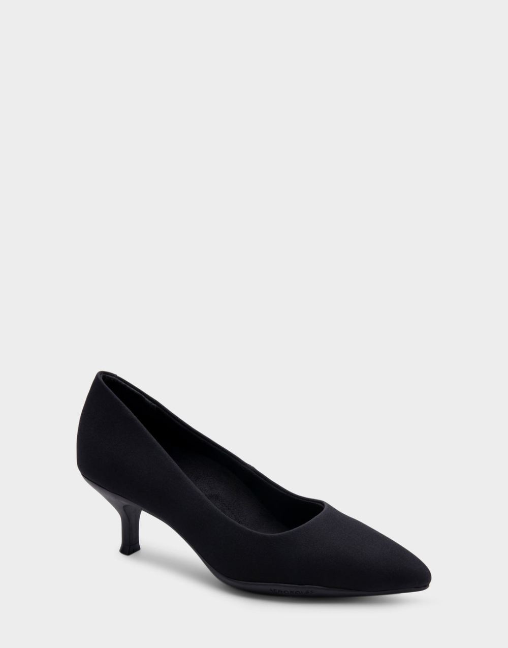 Women's | Ludlow Black Stretch Gabardine Fabric Point Toe Kitten Heel Pump