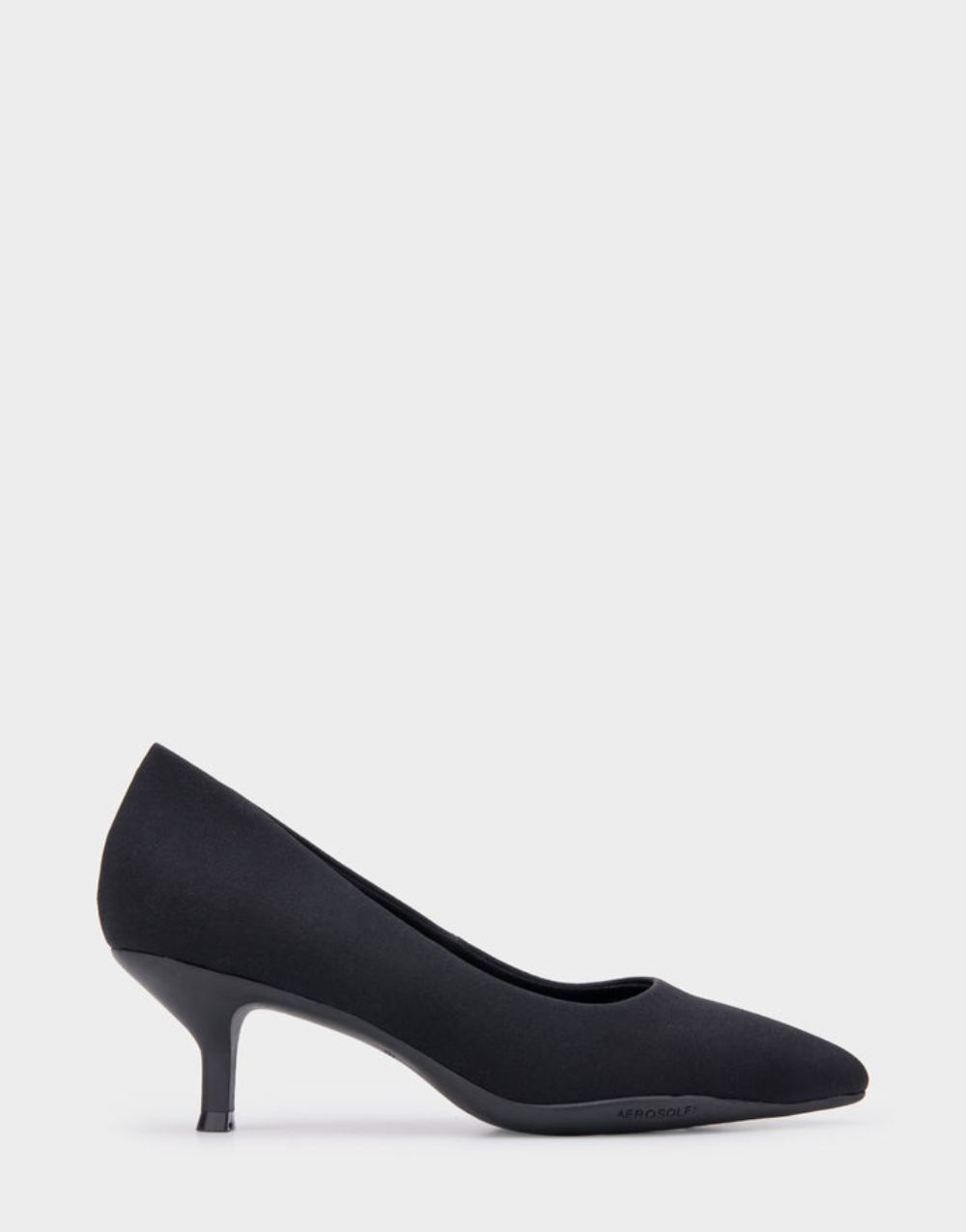 Women's | Ludlow Black Stretch Gabardine Fabric Point Toe Kitten Heel Pump