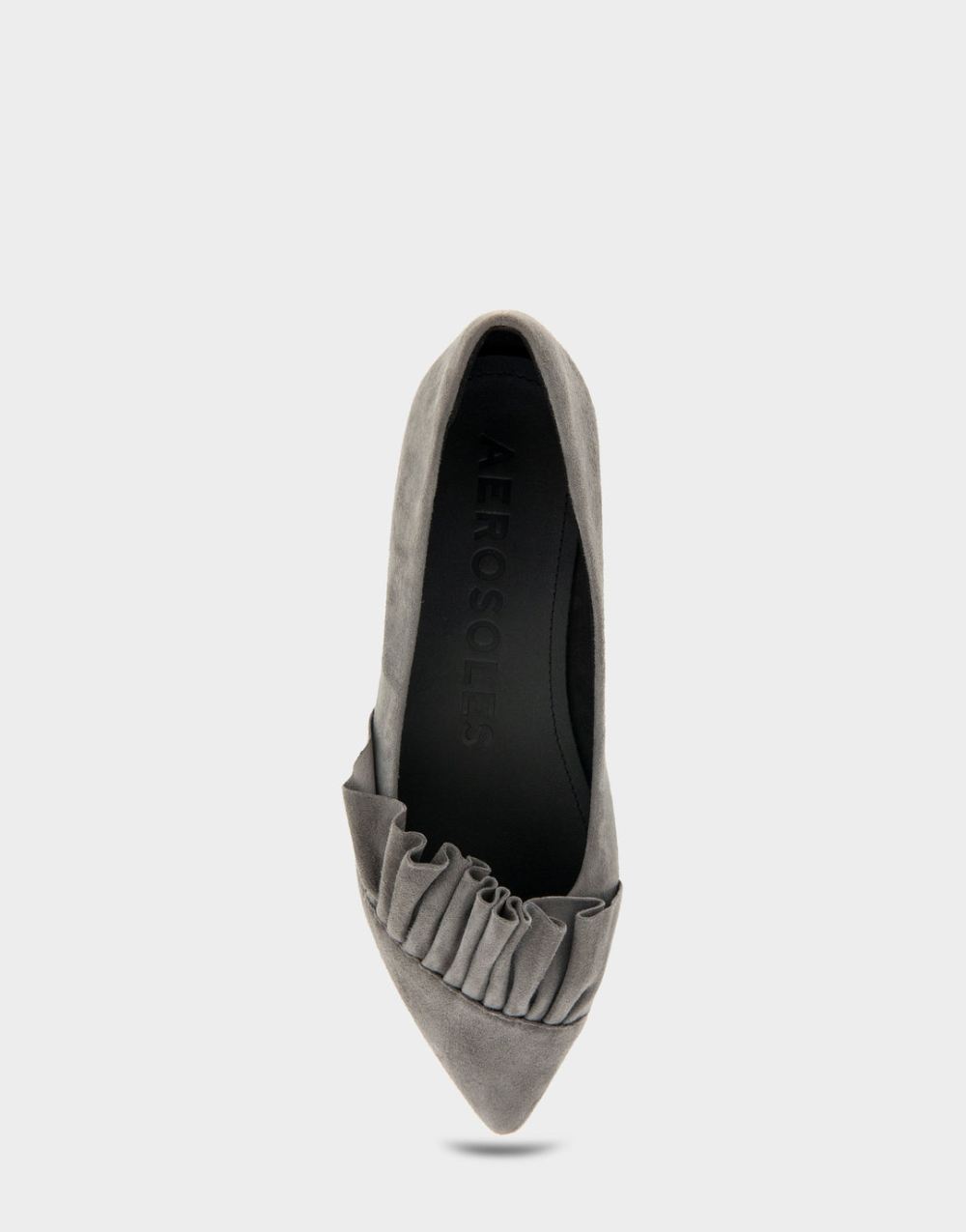 Women's | Dillion Quiet Shade Genuine Suede Ruffled Point Toe Flat