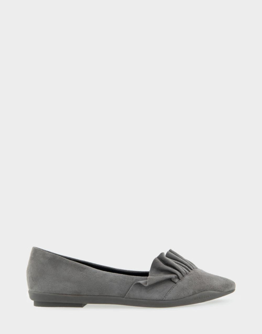 Women's | Dillion Quiet Shade Genuine Suede Ruffled Point Toe Flat