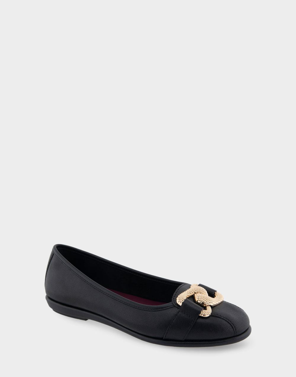 Women's | Bijoux Black Genuine Leather Ornamented Flat