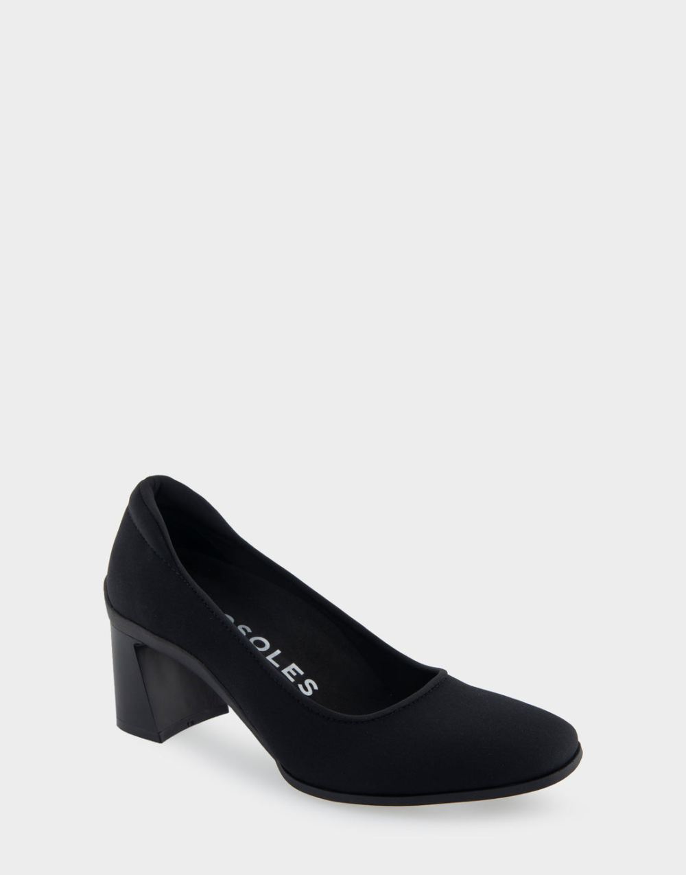 Women's | Casta Black Stretch Gabardine Fabric Mid Heel Pump