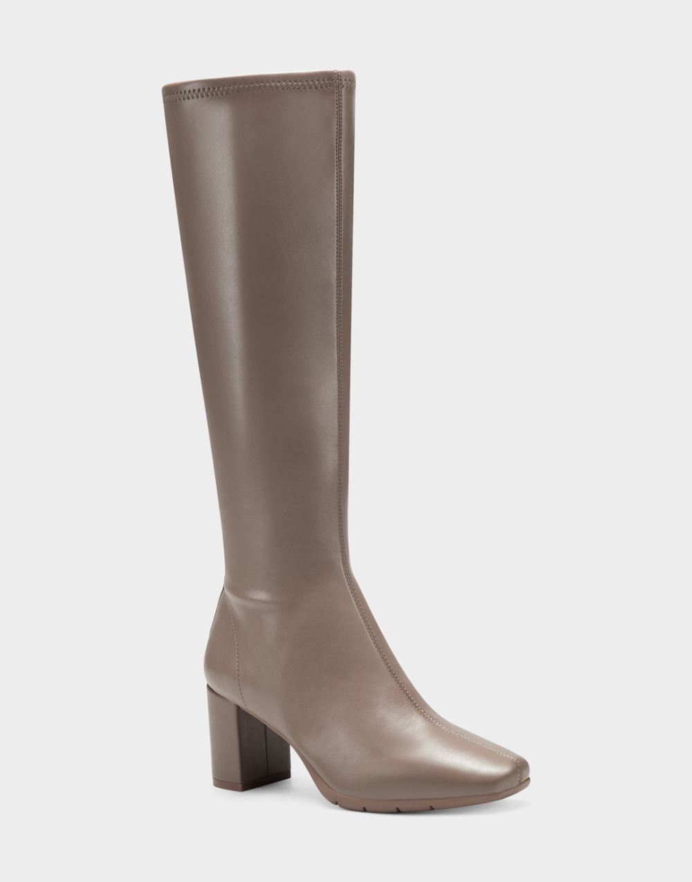 Women's | Micah Taupe Faux Leather Knee-High Heeled Boot with Zipper