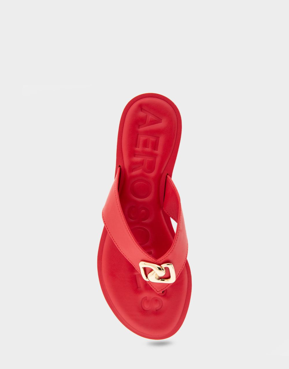 Women's | Galen Racing Red Faux Leather Ornamented Thong Sandal