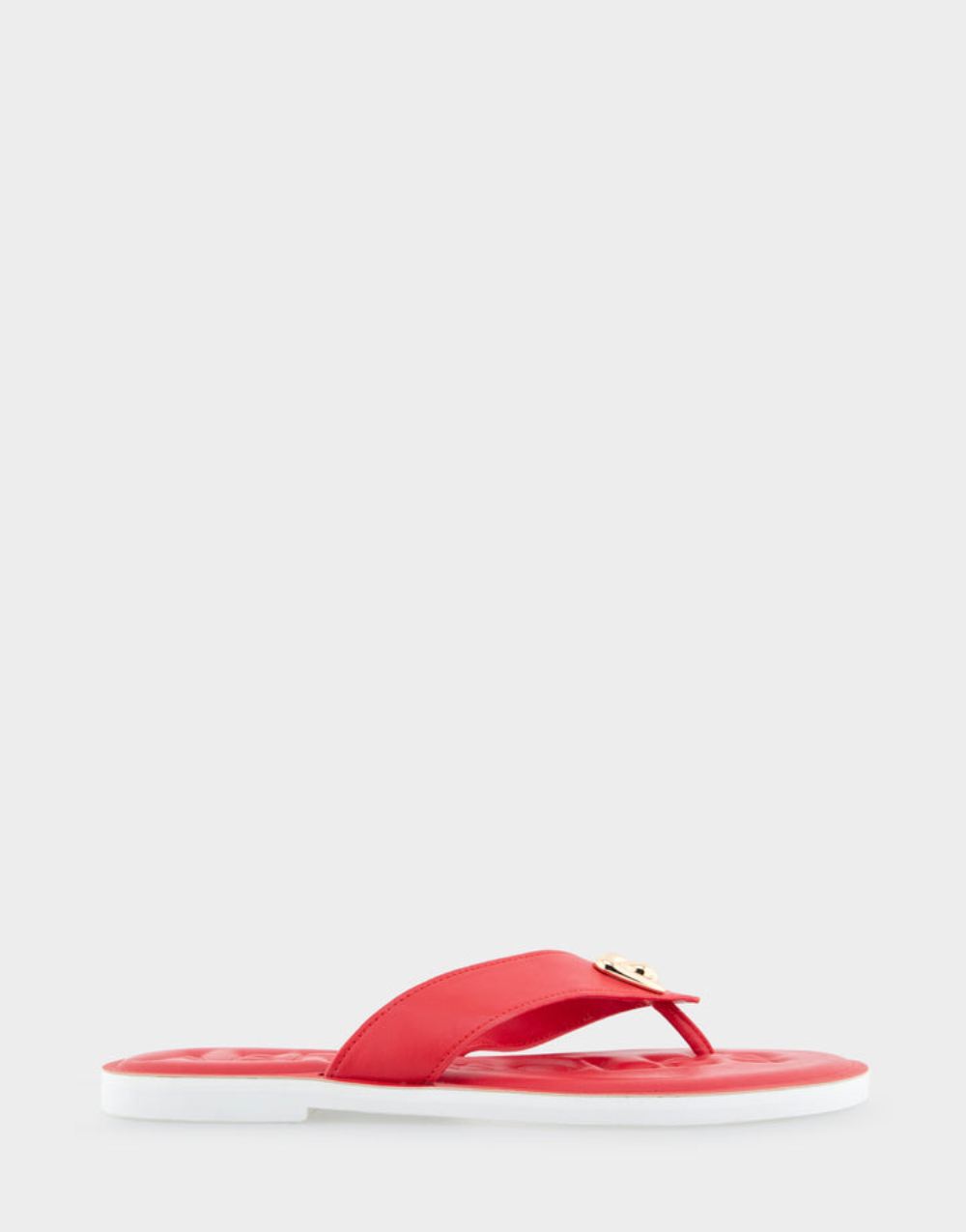 Women's | Galen Racing Red Faux Leather Ornamented Thong Sandal