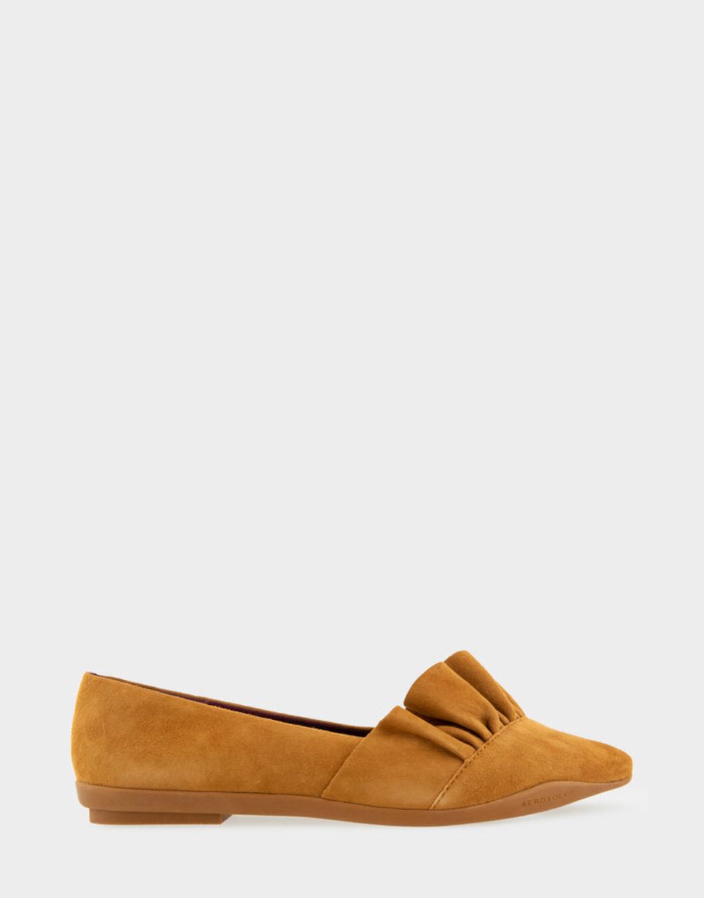 Women's | Dillion Dark Ochre Genuine Suede Ruffled Point Toe Flat