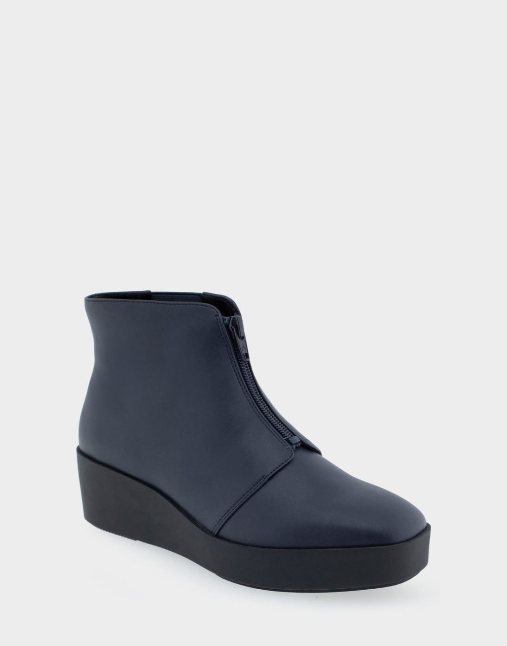 Women's | Carin Navy Faux Leather Wedge Heel Ankle Boot