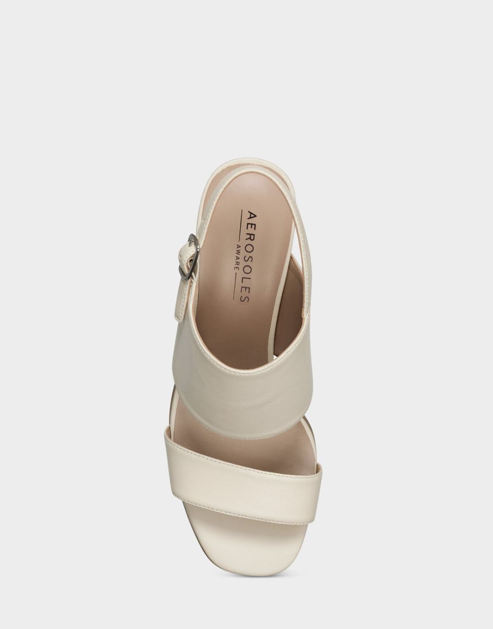 Women's | Emmex Off White Faux Leather Heeled Sandal with Ankle Strap