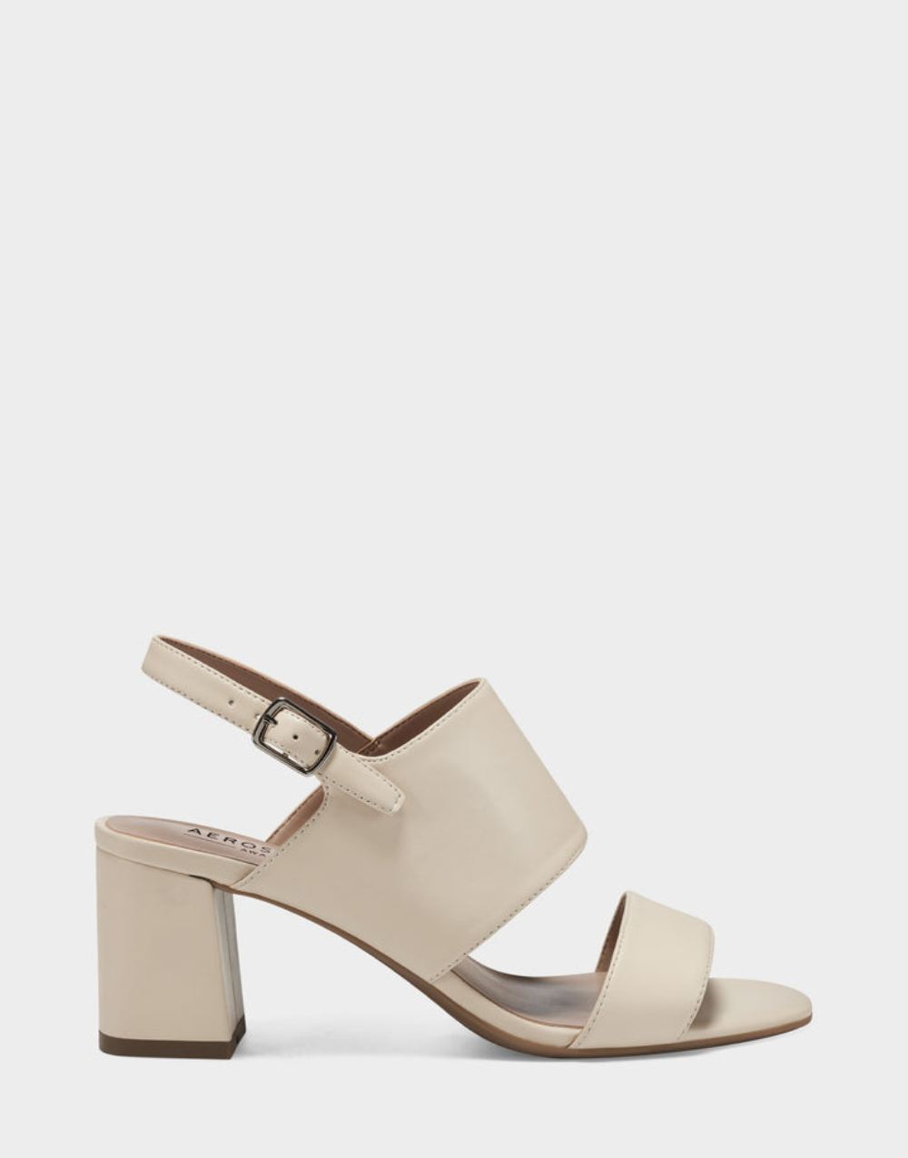 Women's | Emmex Off White Faux Leather Heeled Sandal with Ankle Strap