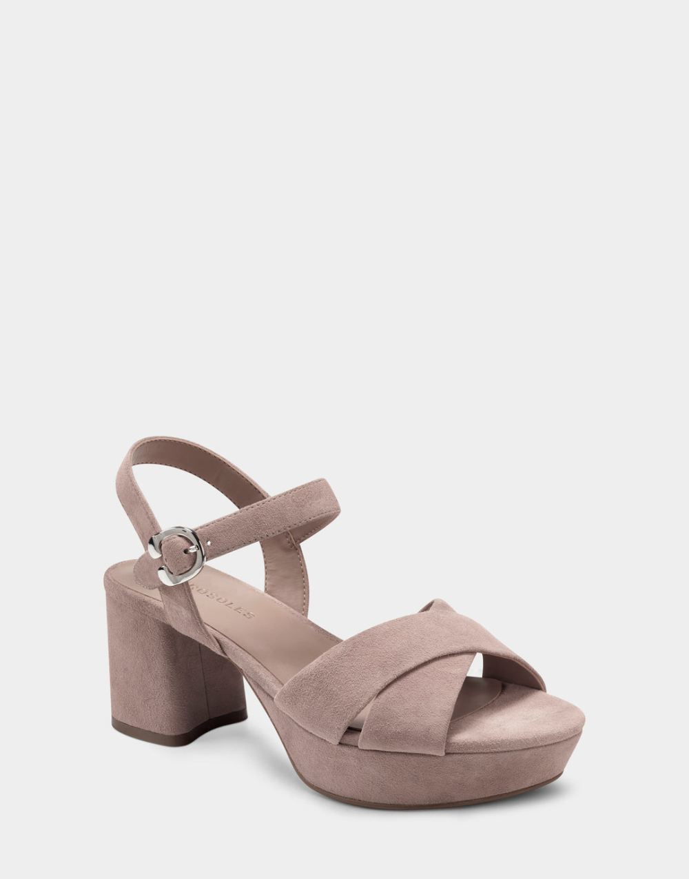 Women's | Blush Suede Platform Block Heel Sandal with Buckle Cosmos