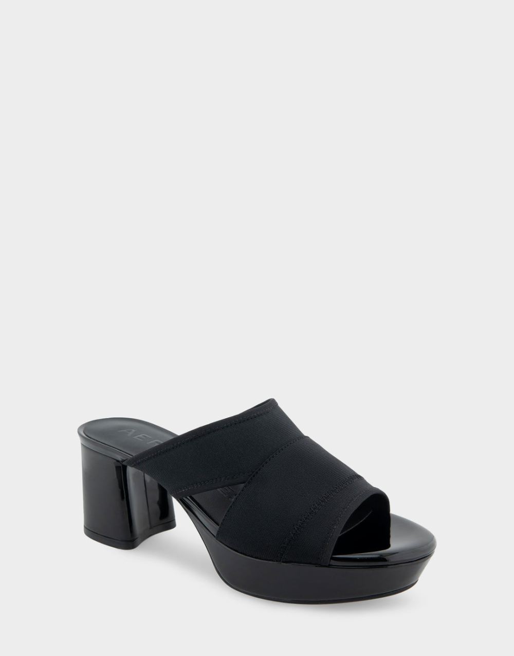 Women's | Carma Black Elastic Elastic Slide Platform Sandal