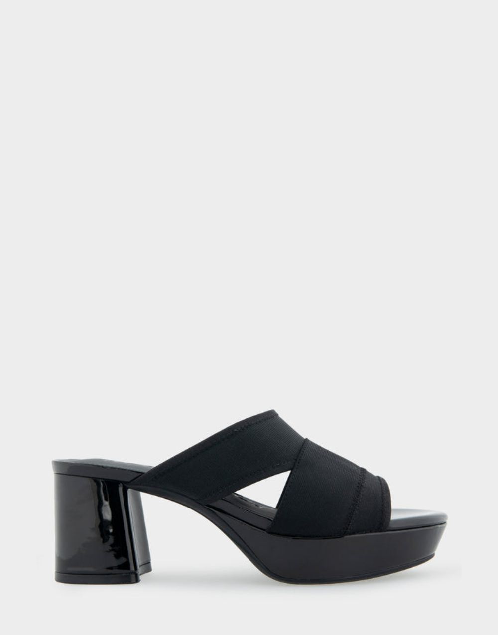 Women's | Carma Black Elastic Elastic Slide Platform Sandal