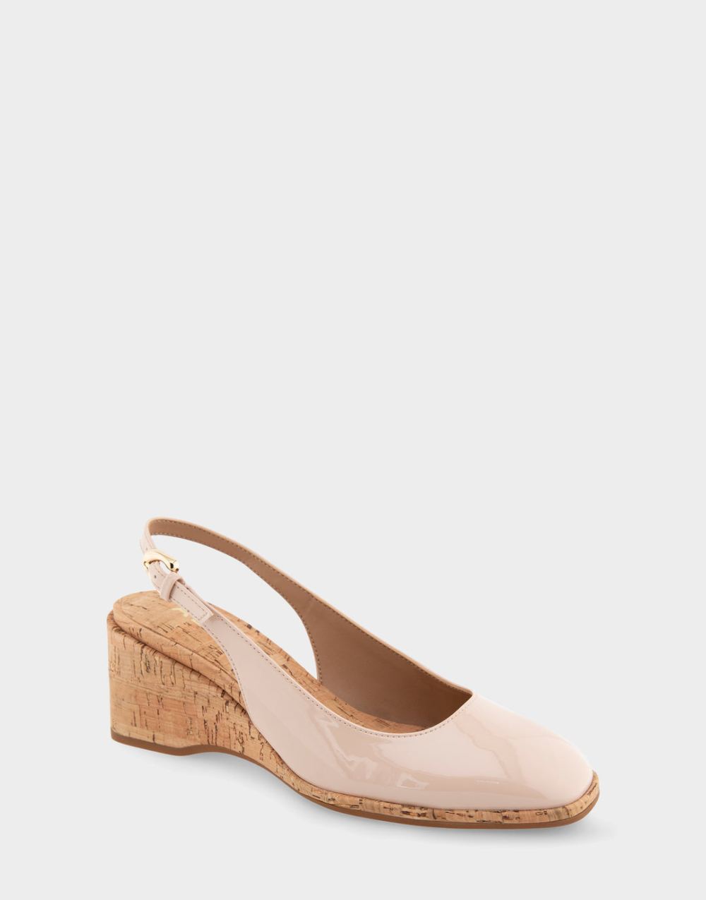 Women's | Aria Cipria Patent Faux Leather Sculpted Wedge Slingback Women's | Aria Cipria Patent Faux Leather Sculpted Wedge Slingback