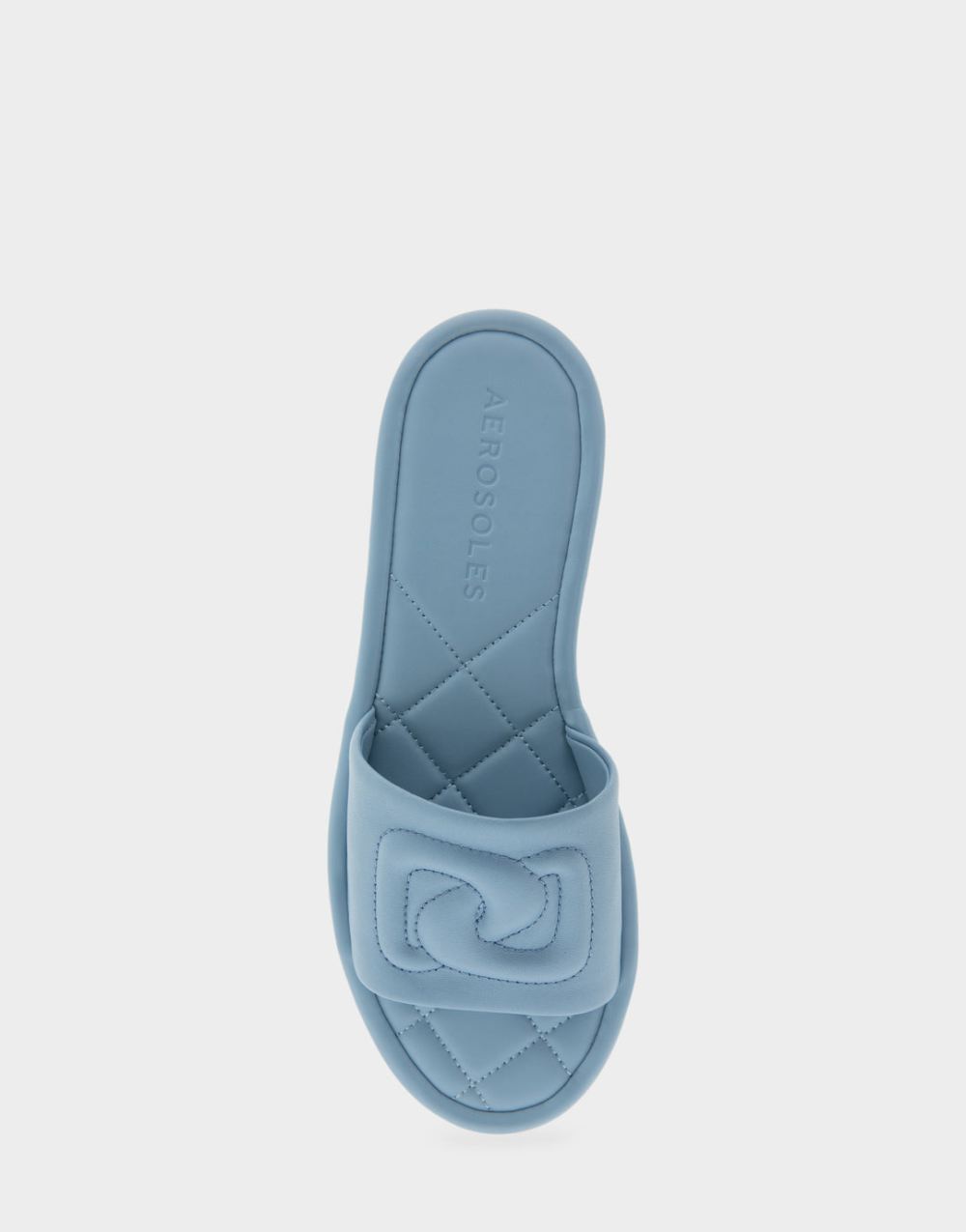 Women's | Jilda Dusty Blue Leather Debossed Chain Link Slide Sandal