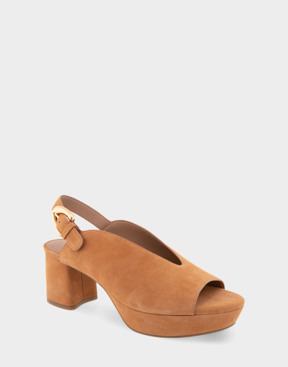 Women's | Cornelia Tan Suede Peep Toe Platform Sandal