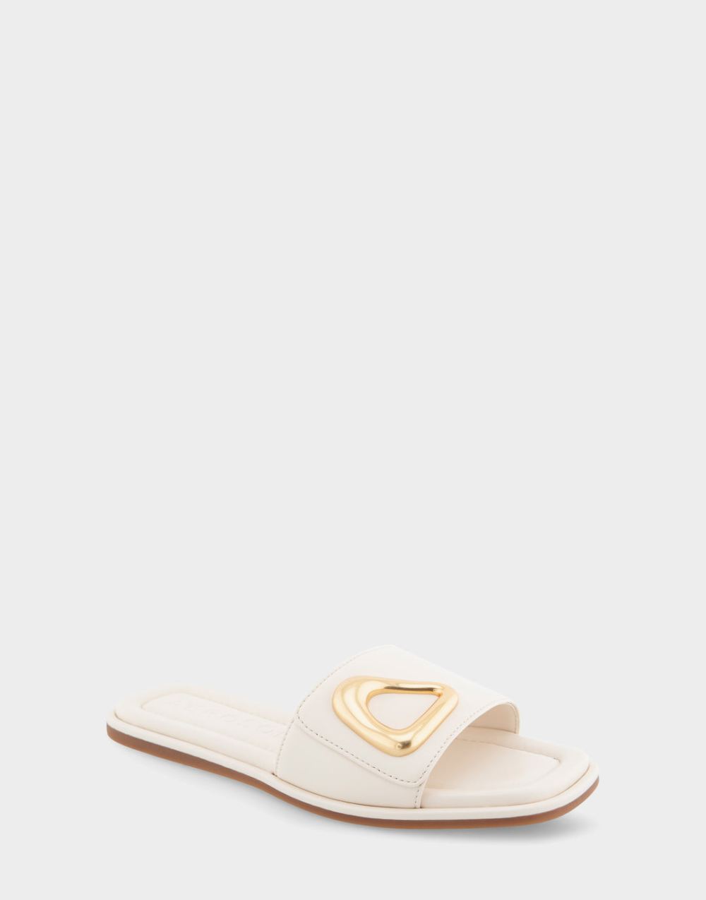 Women's | Blaire Eggnog Leather Ornamented Single Band Slide Sandal