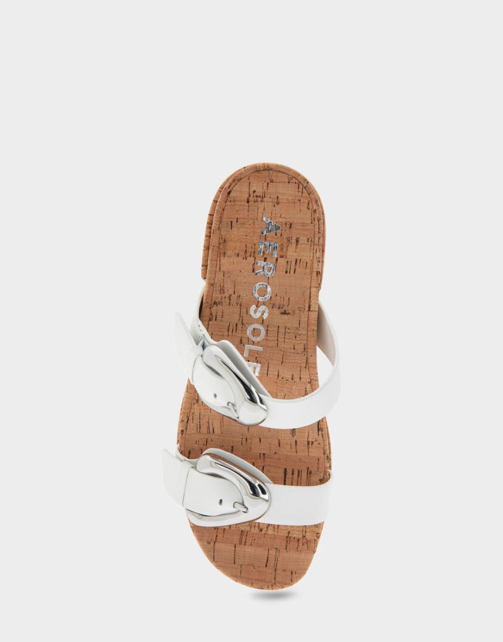 Women's | Chance White Leather Molded Footbed Platform Slide Sandal