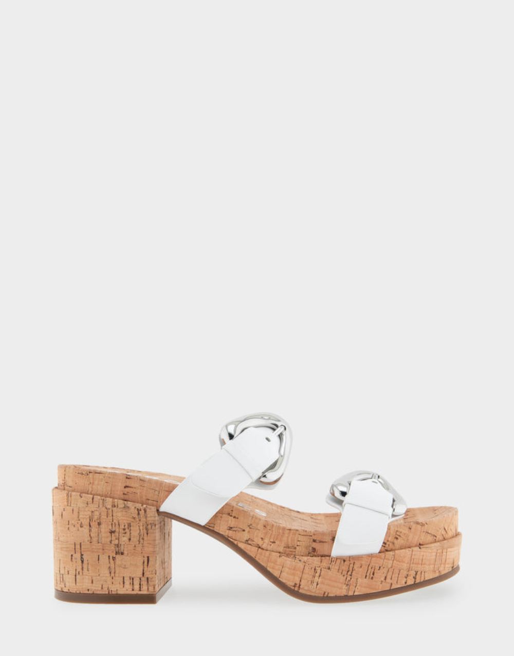 Women's | Chance White Leather Molded Footbed Platform Slide Sandal