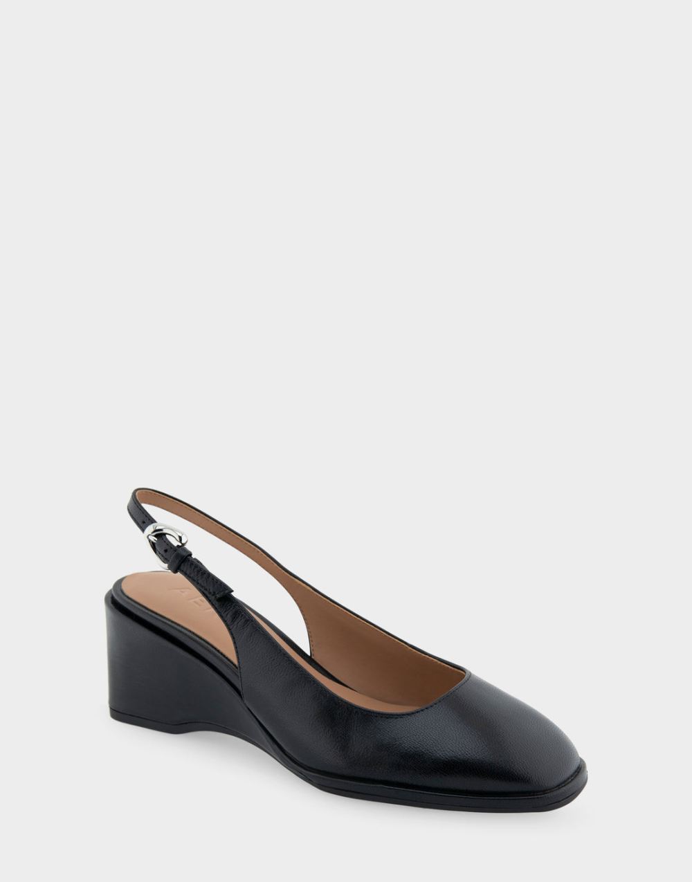 Women's | Aria Black Leather Sculpted Wedge Slingback Women's | Aria Black Leather Sculpted Wedge Slingback