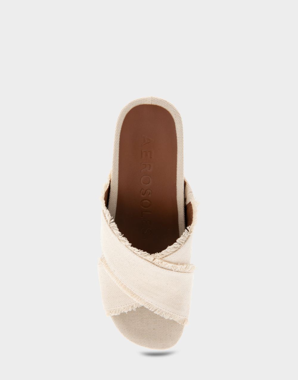 Women's | Madina Cream Canvas Fabric Crisscross Footbed Wedge Sandal