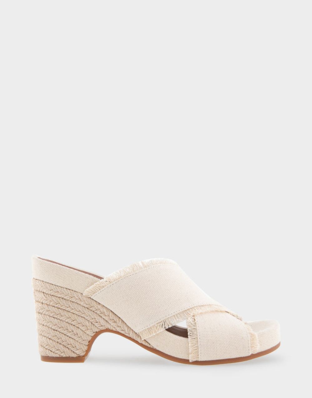 Women's | Madina Cream Canvas Fabric Crisscross Footbed Wedge Sandal