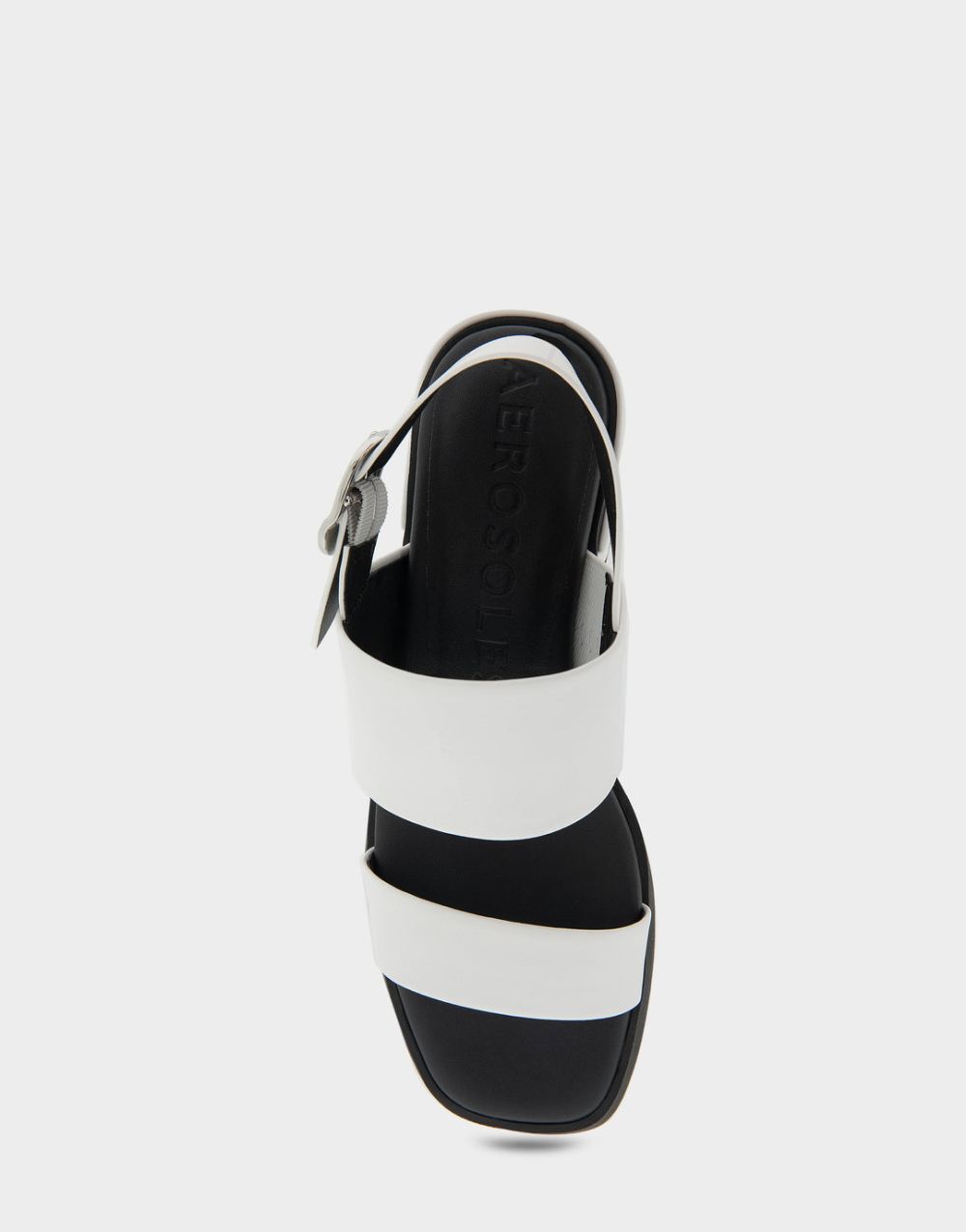 Women's | Dove White Faux Leather Banded Back Strap Low Block Heel Sandal