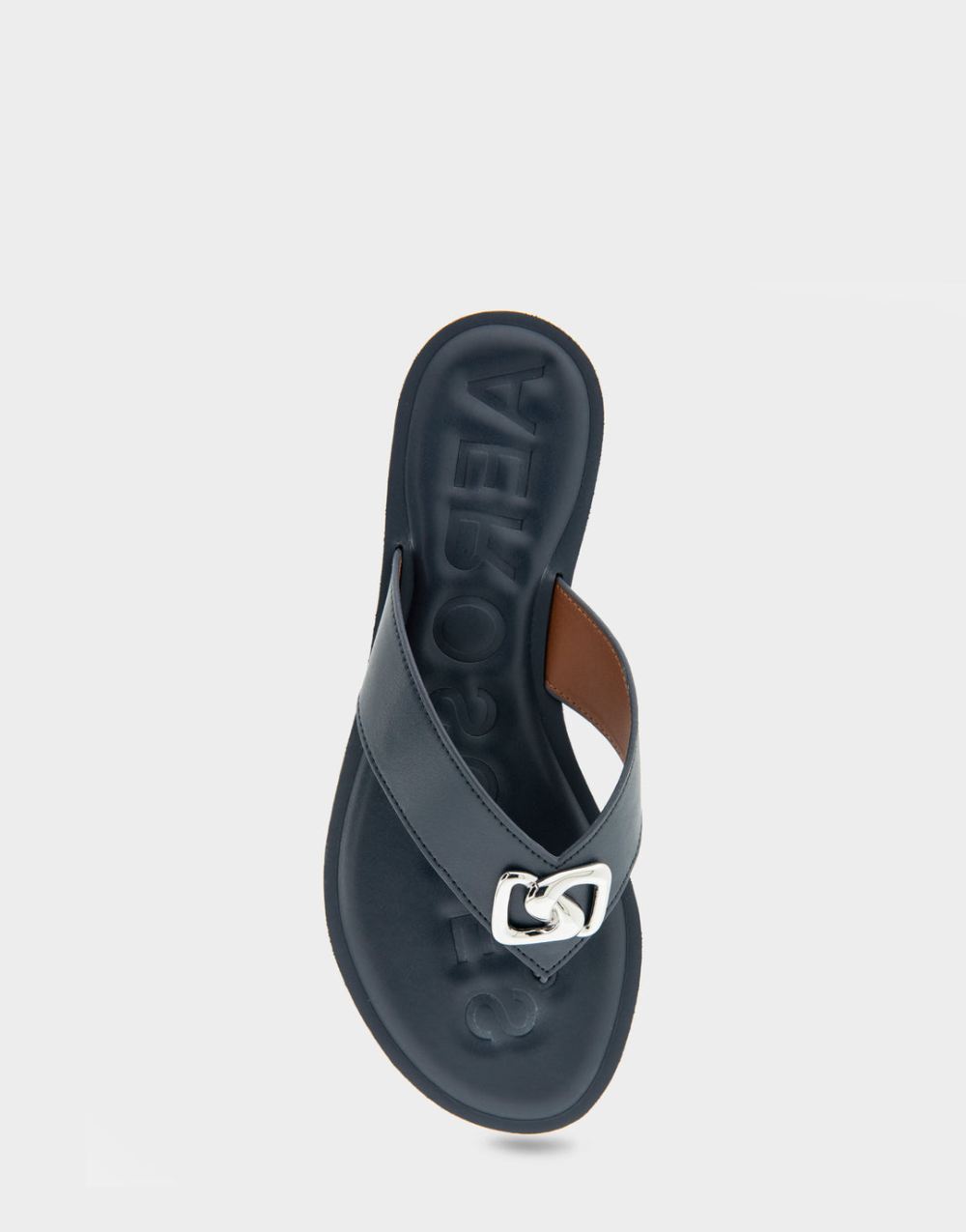 Women's | Galen Navy Faux Leather Ornamented Thong Sandal