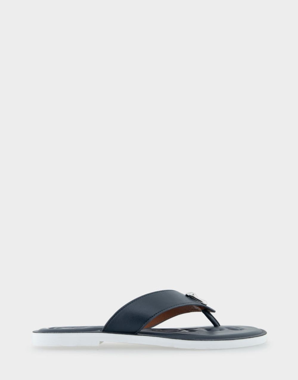 Women's | Galen Navy Faux Leather Ornamented Thong Sandal