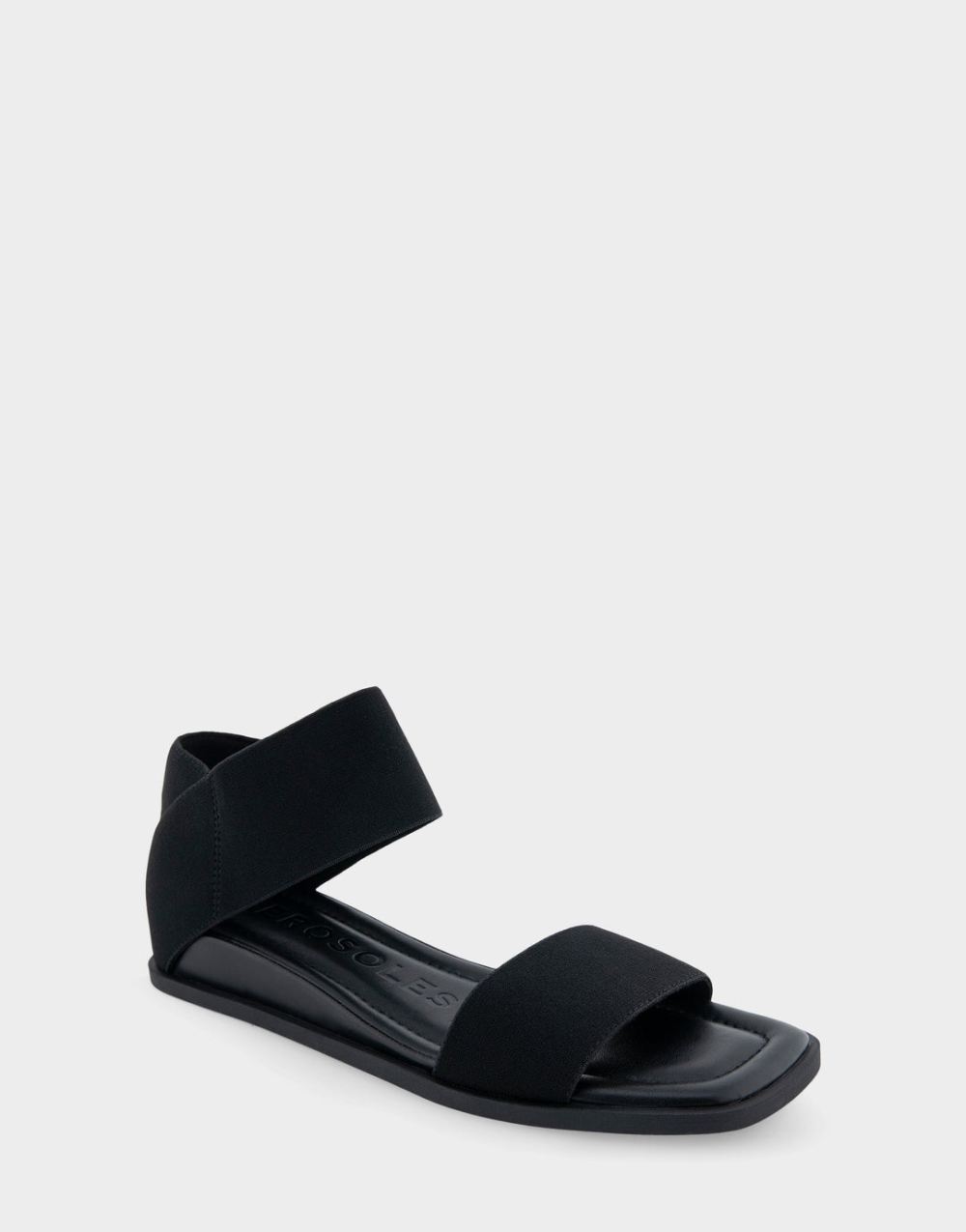 Women's | Bente Black Elastic Banded Mini Wedge Sandal