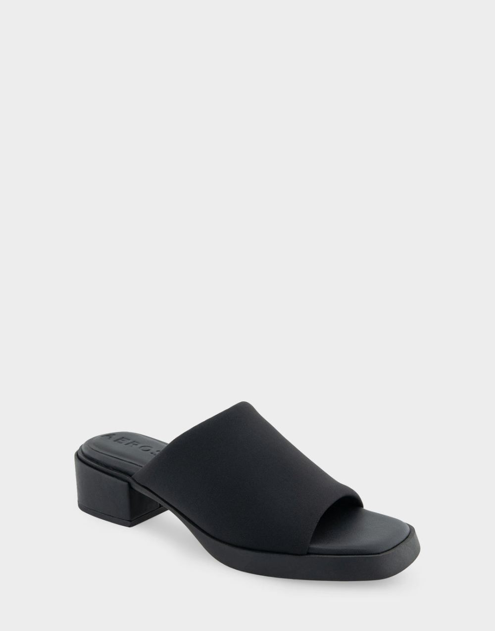 Women's | Denise Black Stretch Fabric Stretch Slip On Low Block Heel Sandal