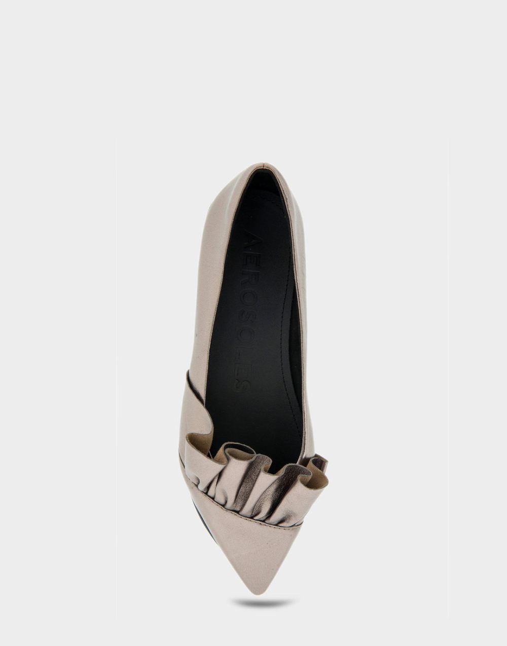 Women's | Dillion Graphite Genuine Leather Ruffled Point Toe Flat