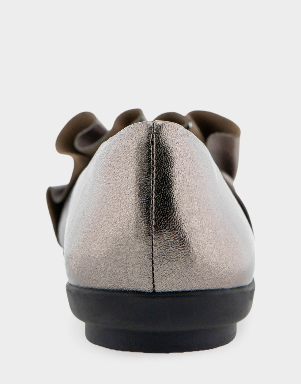 Women's | Dillion Graphite Genuine Leather Ruffled Point Toe Flat