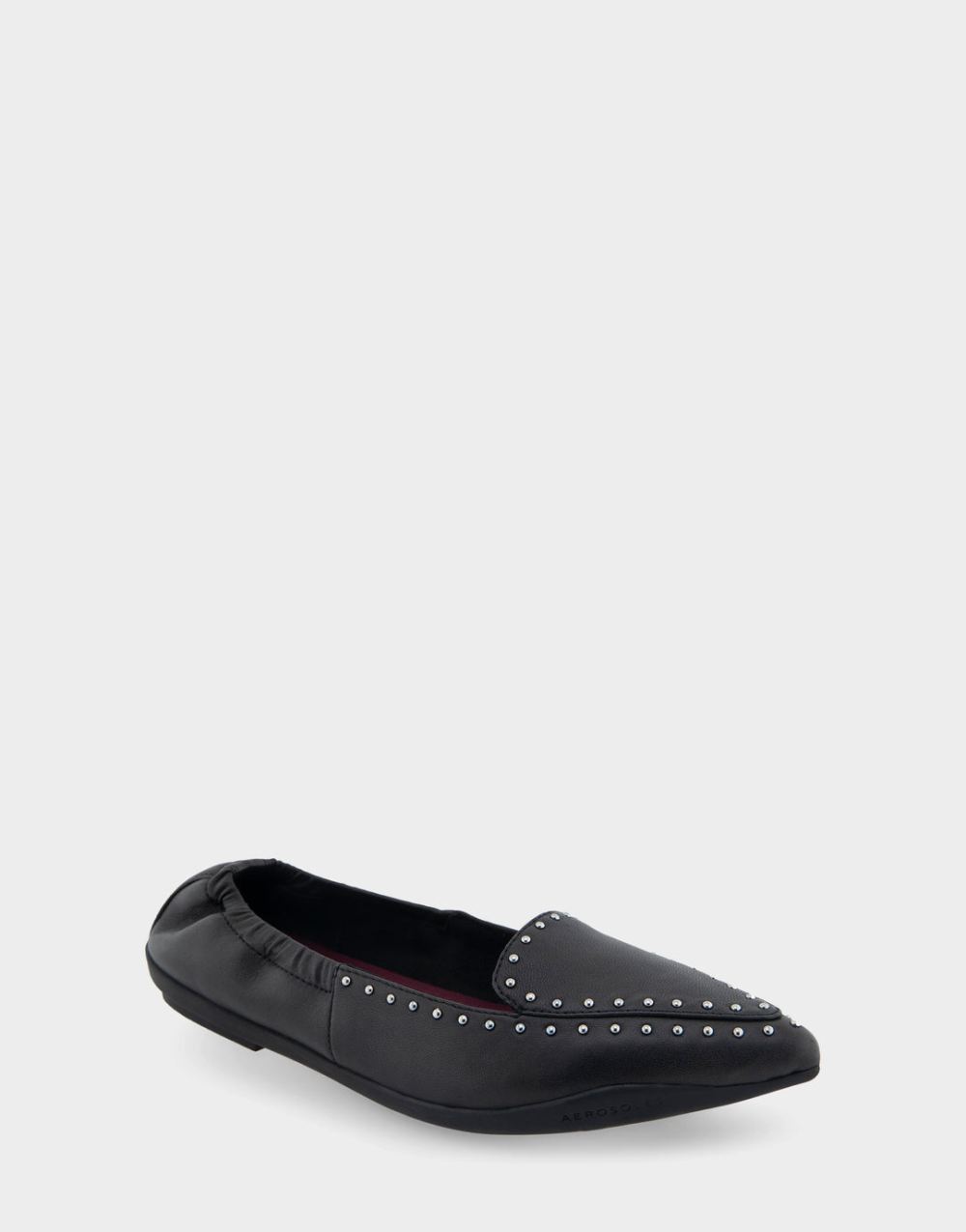 Women's | Dee Black Genuine Leather Studded Point Toe Flat