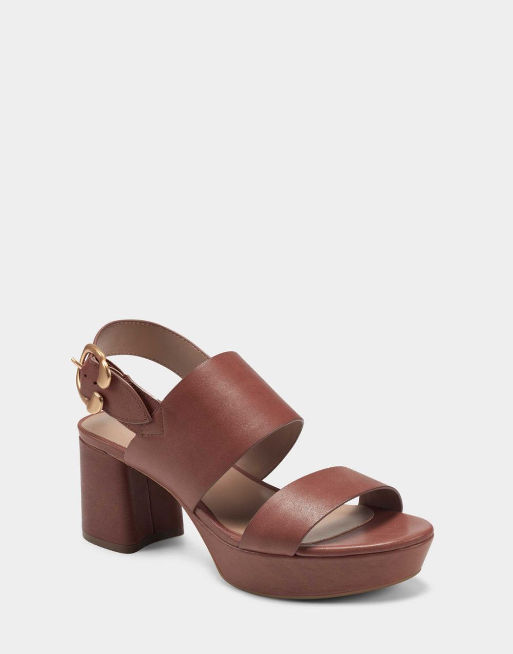 Women's | Camera Clay Leather Platform Block Heel Sandal with Buckle