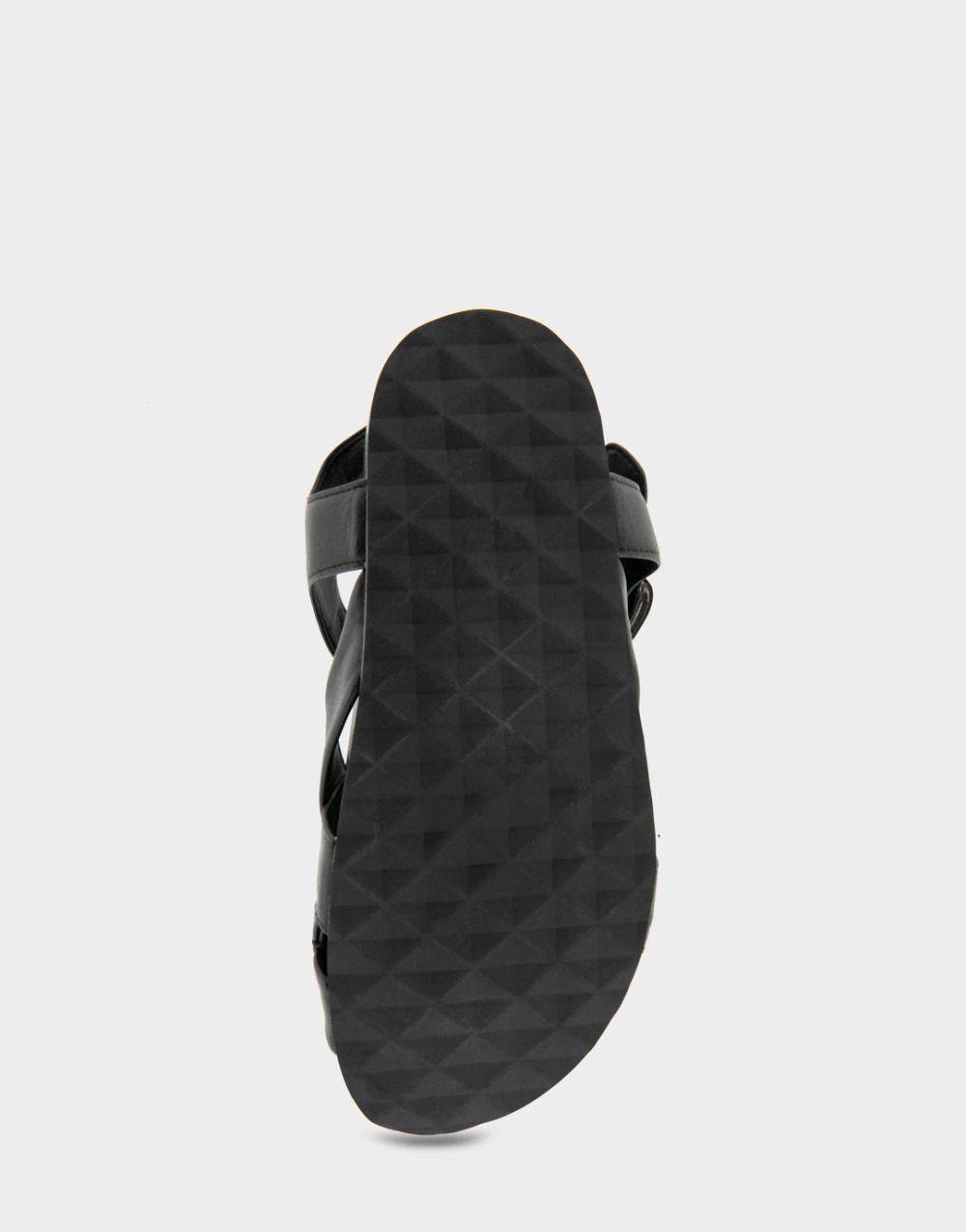 Women's | Leon Black Leather Woven Fisherman Footbed Sandal