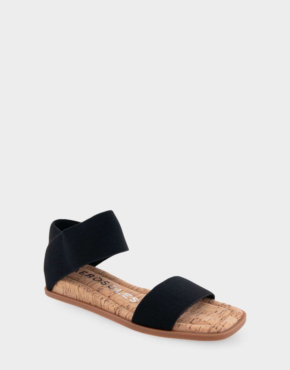 Women's | Bente Black Combo Elastic Banded Mini Wedge Sandal