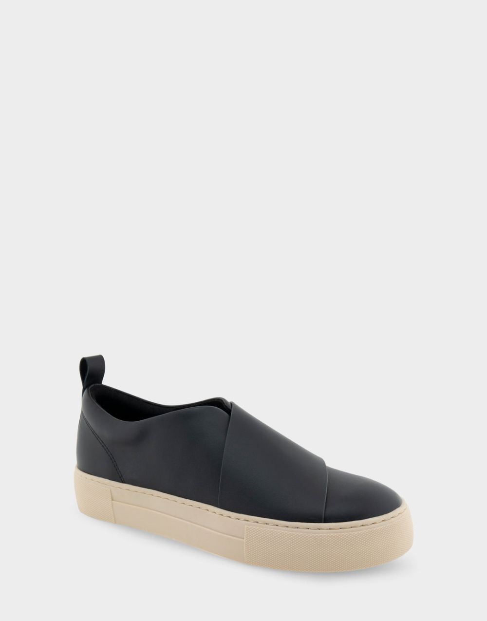 Women's | Brighton Black Grainy Leather Slip On Hidden Wedge Sneaker