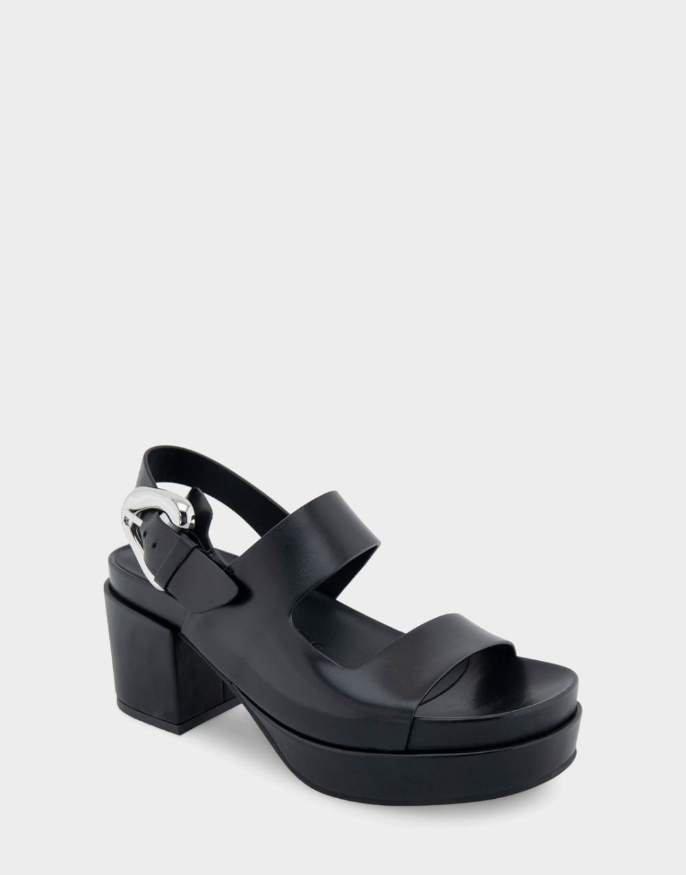 Women's | Clarkson Black Leather Asymmetrical Molded Footbed Platform Sandal Women's | Clarkson Black Leather Asymmetrical Molded Footbed Platform Sandal