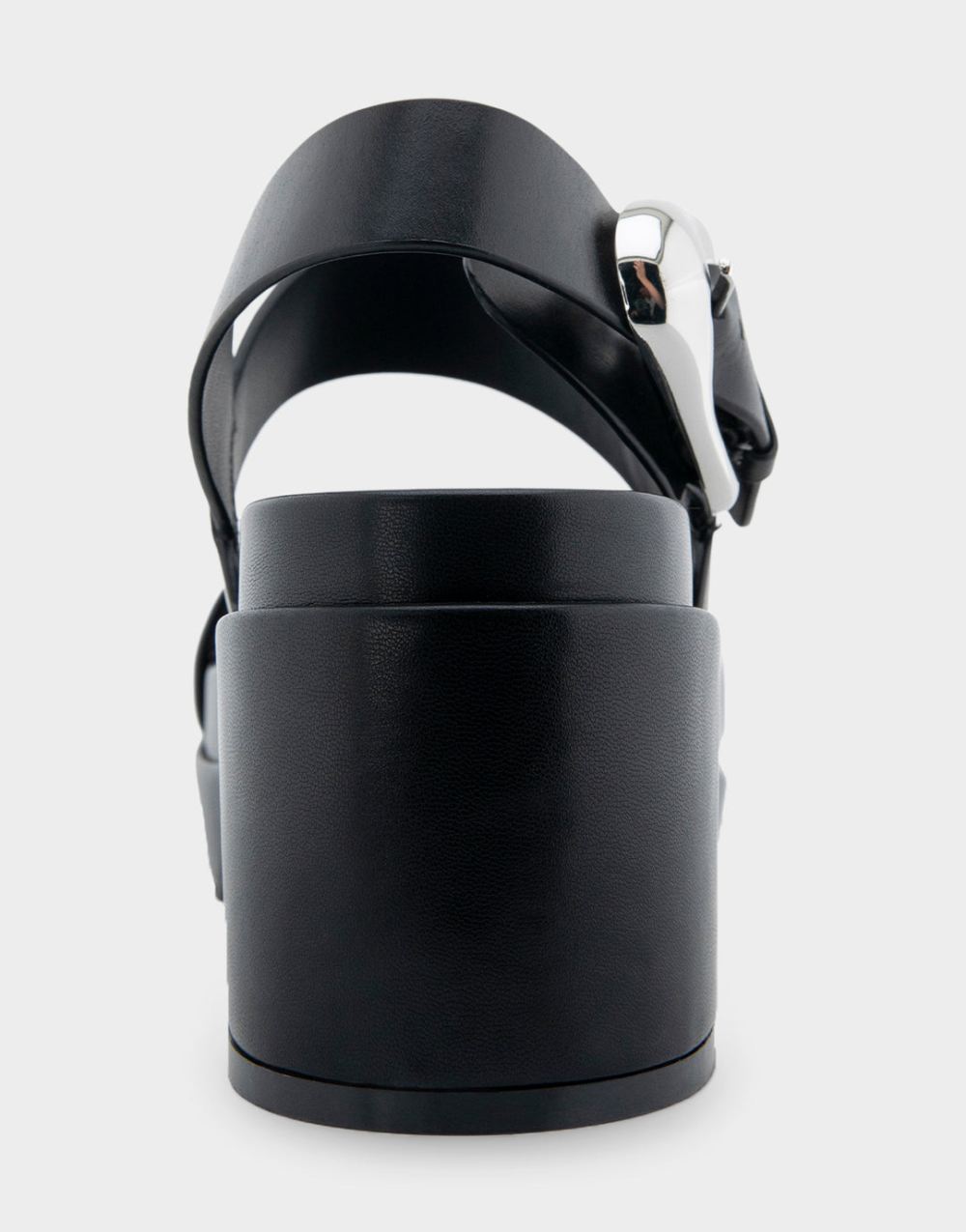 Women's | Clarkson Black Leather Asymmetrical Molded Footbed Platform Sandal